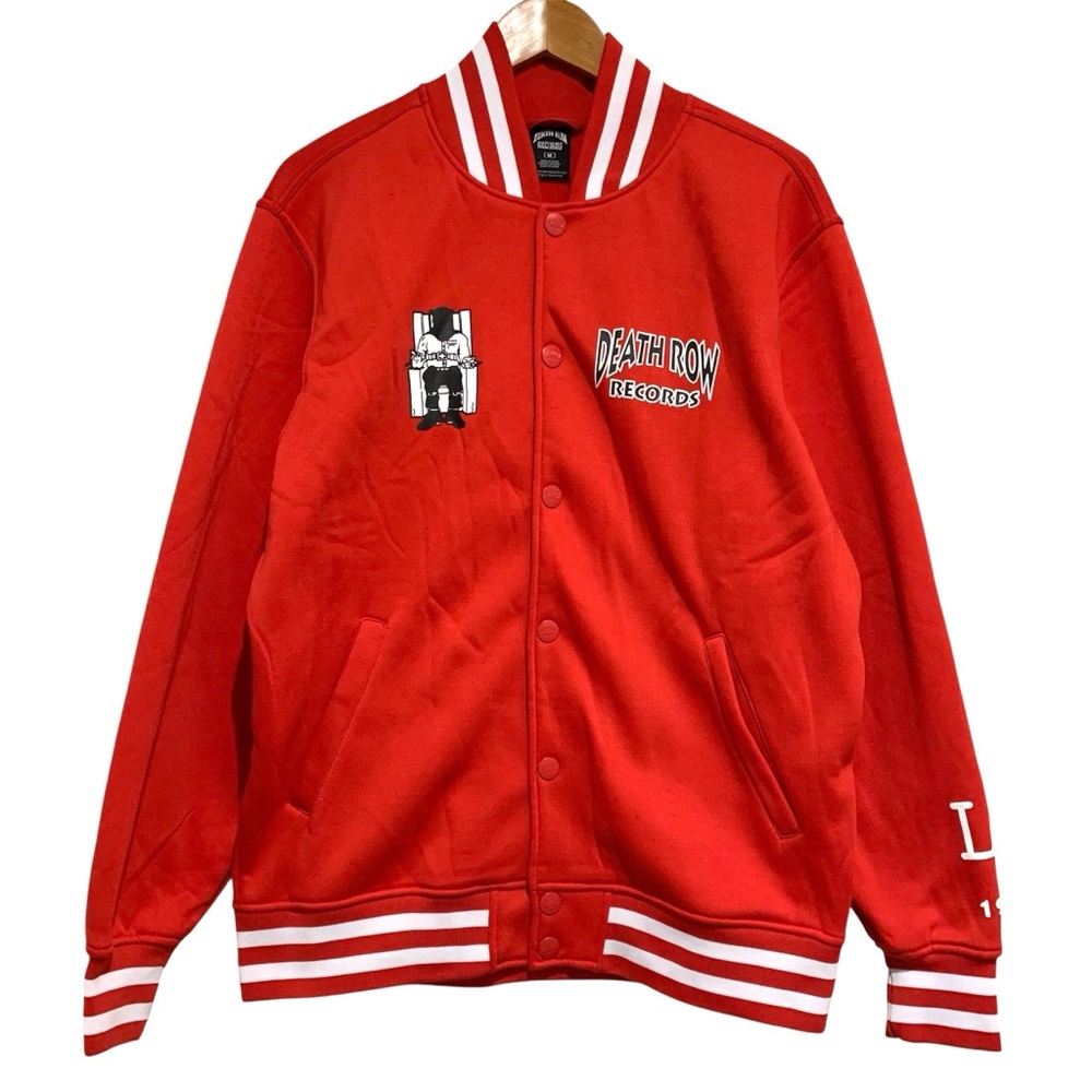 Death Row Records Red Varsity Jacket Size Medium NWT Streetwear Casual